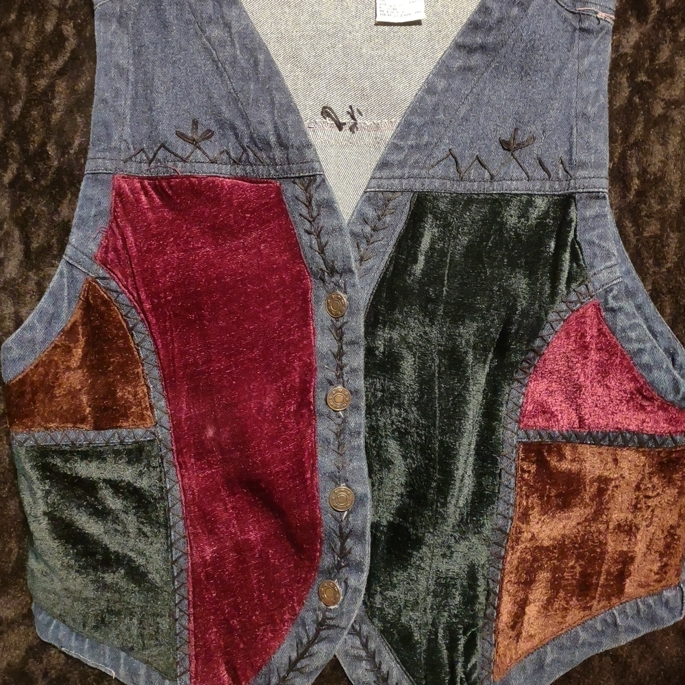 Colorful Patchwork Denim Vest
